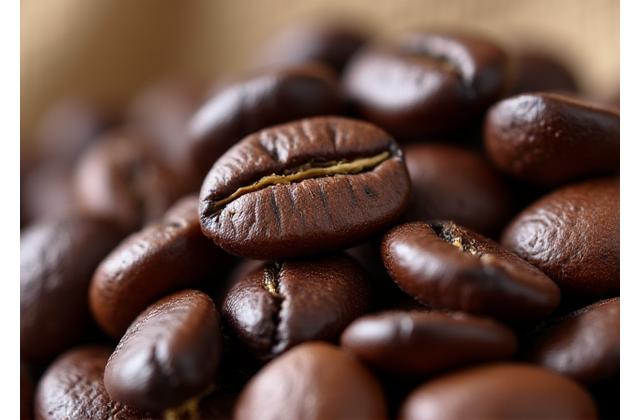 Close-up of freshly roasted coffee beans