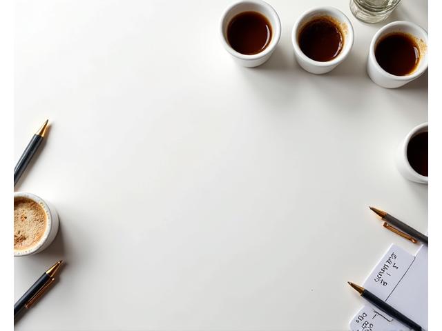 Multiple coffee cups laid out for a coffee cupping session